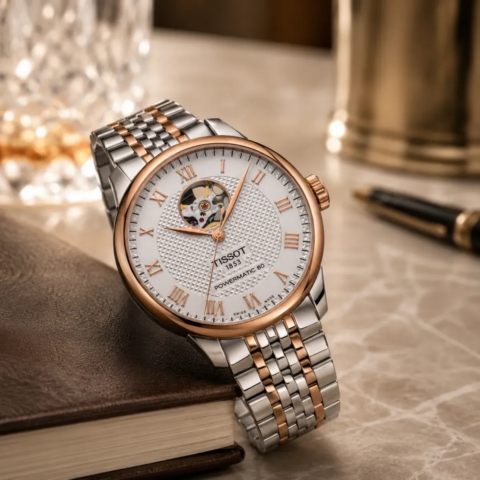 Zegarek męski Tissot Tradition Powermatic 80 Open Heart T0639072203801