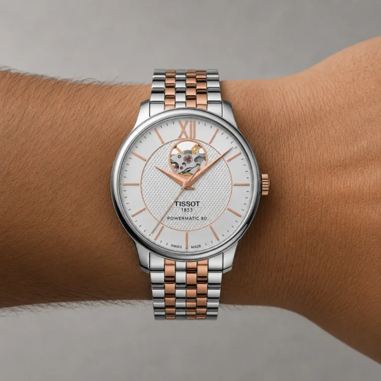 Zegarek męski Tissot Tradition Powermatic 80 Open Heart T0639072203801 – zdjęcie 5